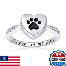 925 Sterling Silver Love Heart Urn Ring for pet Dog Cat's Ashes Keepsake Memoria