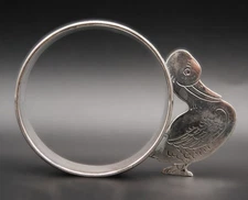 Vintage Webster Sterling Silver Duck Figural Napkin Ring NO Monogram EF937