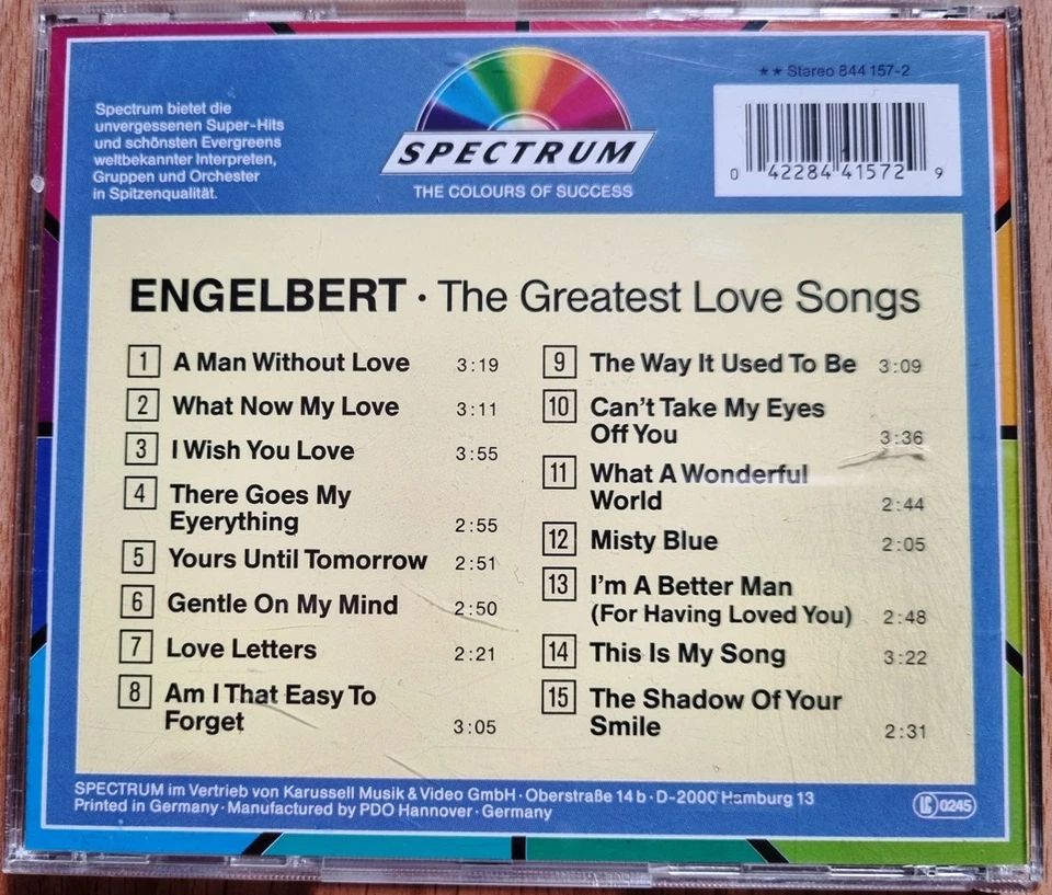 ENGELBERT (Humperdinck, d.i. Arnold George Dorsey) THE GREATEST LOVE SONGS - Bild 2 von 3