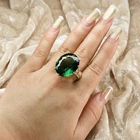 Luxurious Chrome Green Tourmaline 26.80Ct 925 Sterling Silver Rose Gold Rings