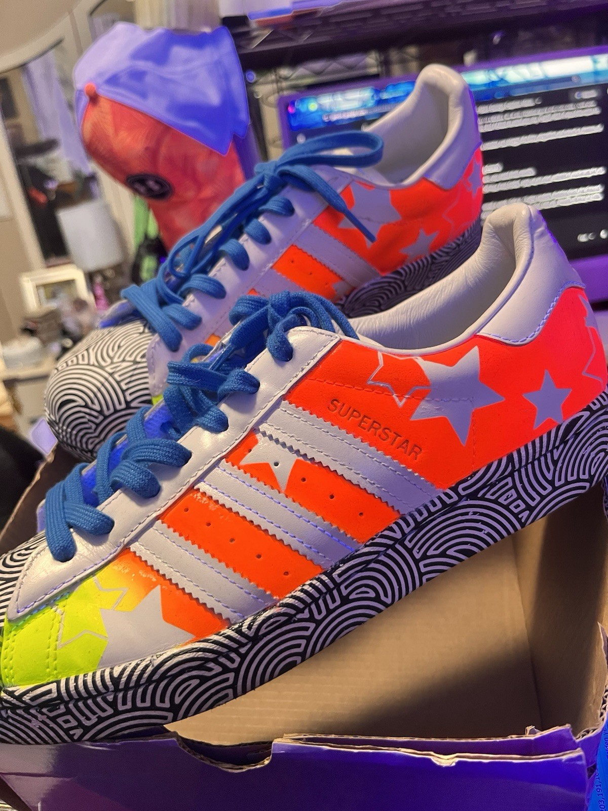 One Of A Kind Hand Painted Custom Adidas Superstar thumbnail 2