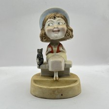 Schafer & Vater Antique Nodding Head Lady With Cat 9.5cm Stamped See Pics