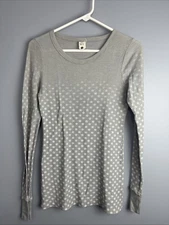 Free People Women’s Love Letter Long Sleeve Pullover Thermal  Size Medium Gray