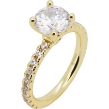 14k Gold Vermeil AAA Cubic Zirconia Eternity Solitaire Engagement Ring