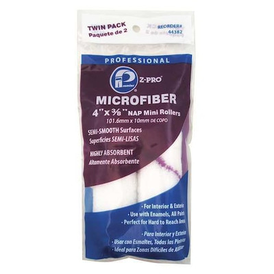 Premier 44382 4'' Mini Paint Roller Cover, 3/8'' Nap, Microfiber, 2 Pk