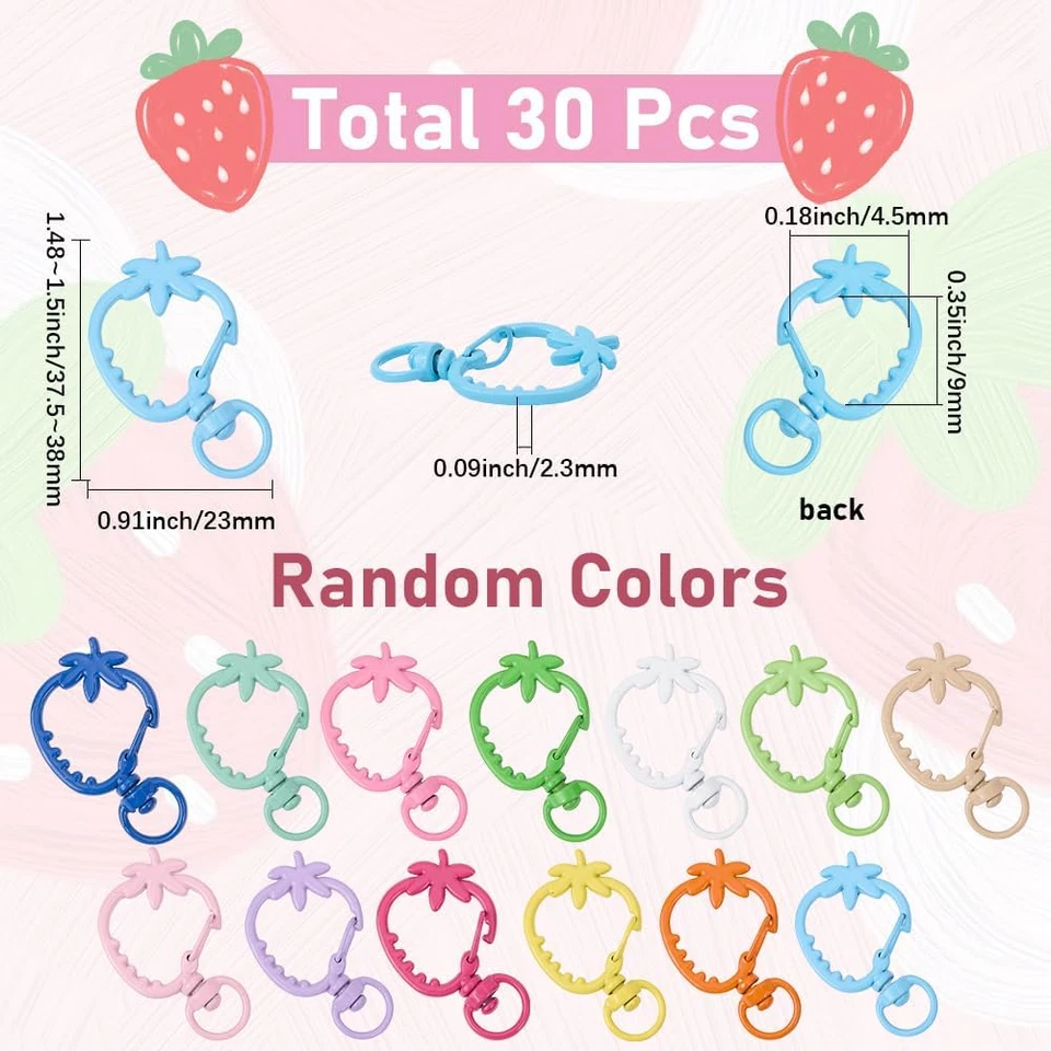 1 Box 30Pcs Strawberry Keychain Clasp Metal Lobster Claw Clasps Bulk Alloy Rando - Image 2 of 4
