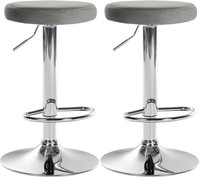 2Er Set Barhocker Ponte Samt Chrom Grau