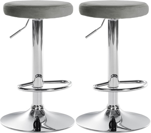 2Er Set Barhocker Ponte Samt Chrom Grau-image