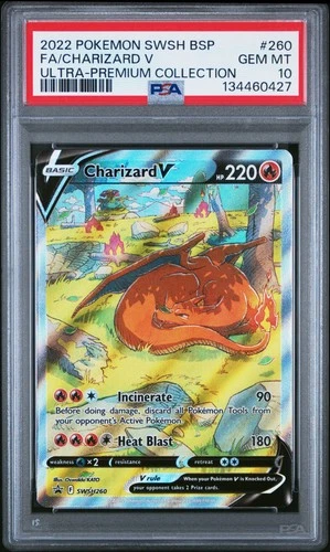 2022 POKEMON SWSH BLACK STAR PROMO #260 FULL ART/CHARIZARD V PSA 10