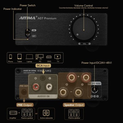 AIYIMA A07 Premium TPA3255 Power Amplifier 300Wx2 HiFi Class