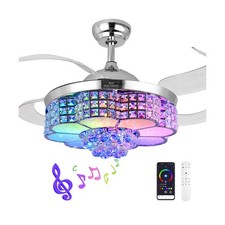 BAYSQUIRREL Retractable Ceiling Fan with Light and Remote/APP Control, Blueto...