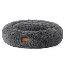 CuddleTown Fuzzy Solid Donut Pet Bed, Soft, Cozy  Calming, Non-Slip Bottom, ...