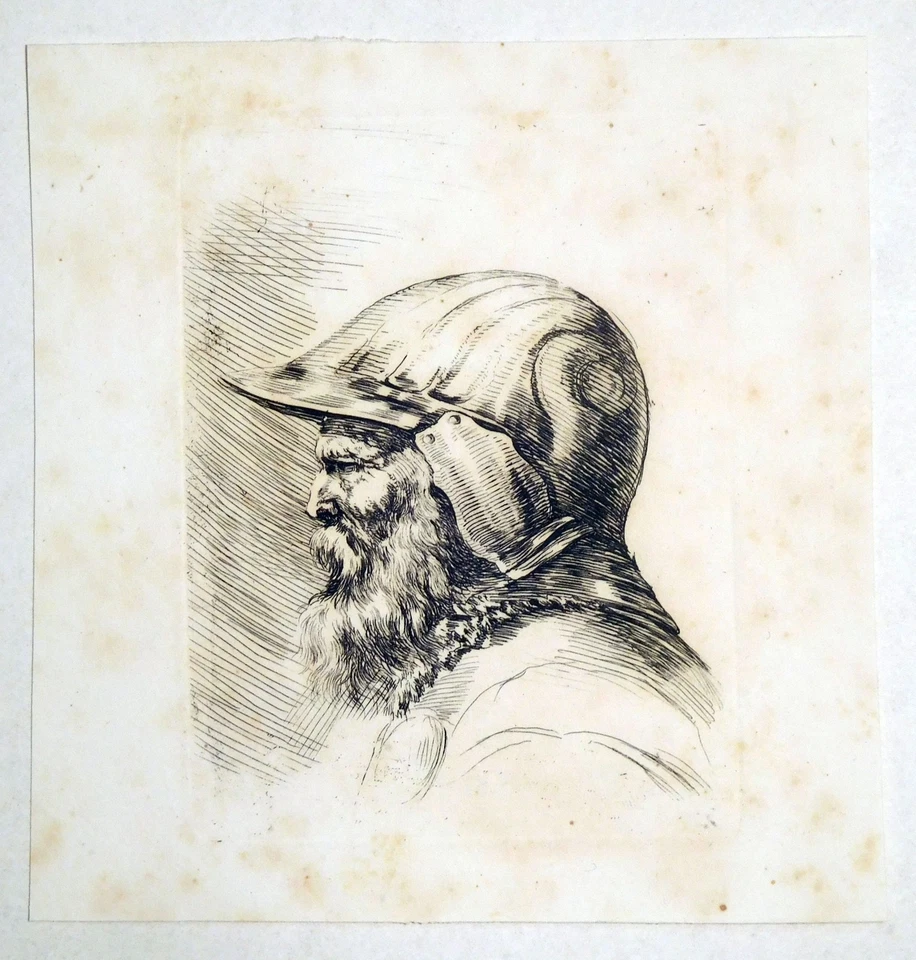 Radierung, Kopf eines Kriegers, Stefano della Bella, ~1645, De Vesme-Massar 350 - Bild 2 von 3
