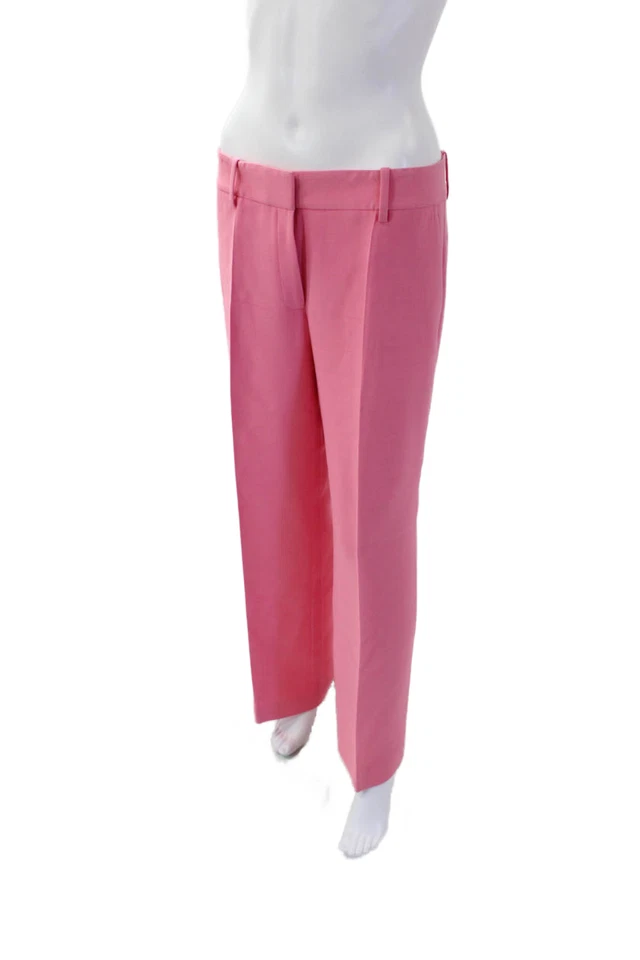 Pantalones Lafayette 148 New York para mujer mezcla de lana tiro medio pierna ancha rosa talla 4 Foto 2 de 4