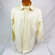 Brooks Brothers Shirt Mens 17-33 Cream Yellow Slim Fit Long Sleeve
