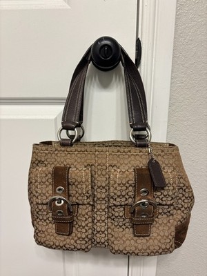 Coach Soho Signature Brown Monogram Buckle Satchel