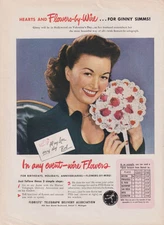Ginny Simms Hearts & Flowers-by-Wire FTD Florists ad 1946 NY