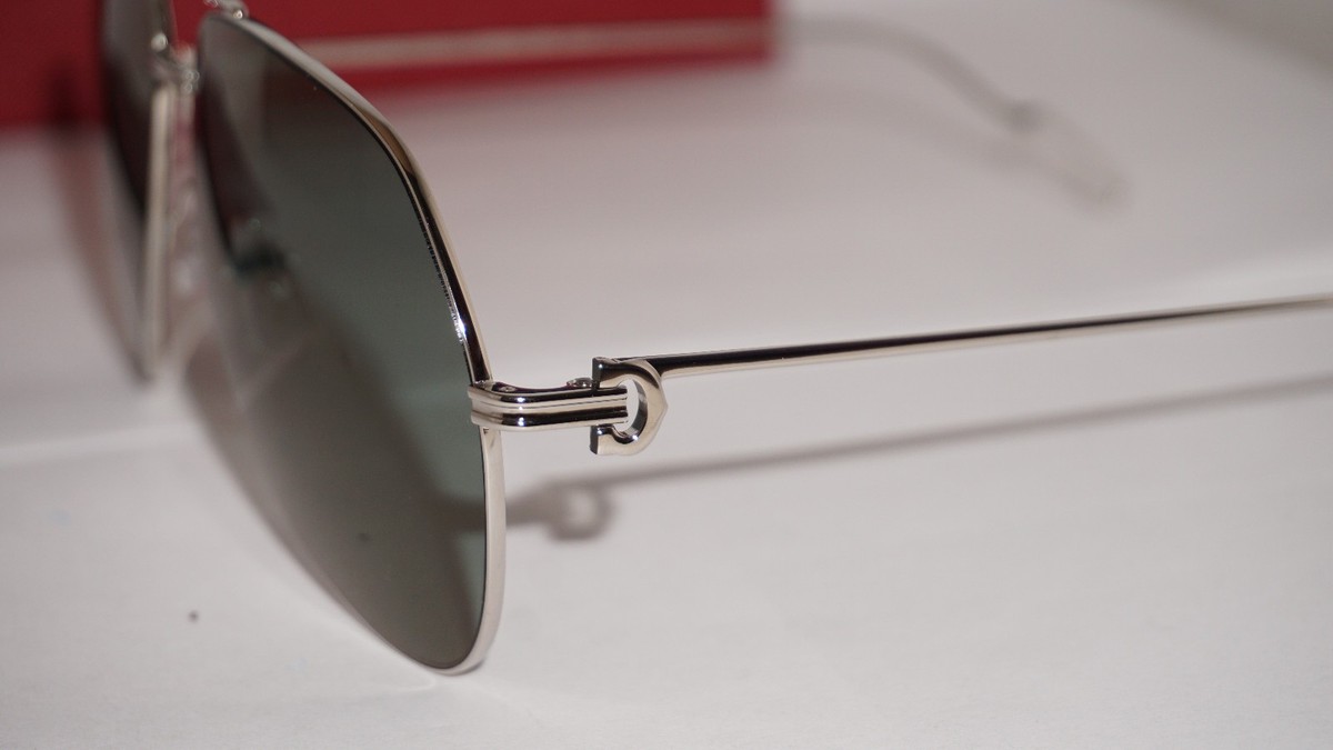 Cartier Silver Aviator Sunglasses with greenish lenses 100% authentic CT0110S CARTIER Sunglasses Aviator Silver Silver Green CT0110S 008  main image 2