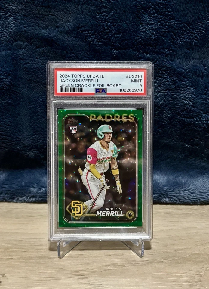 2024 Topps Update- Jackson Merrill RC #US210 Green Crackle Foilboard /499 PSA 9 - Image 4 of 4