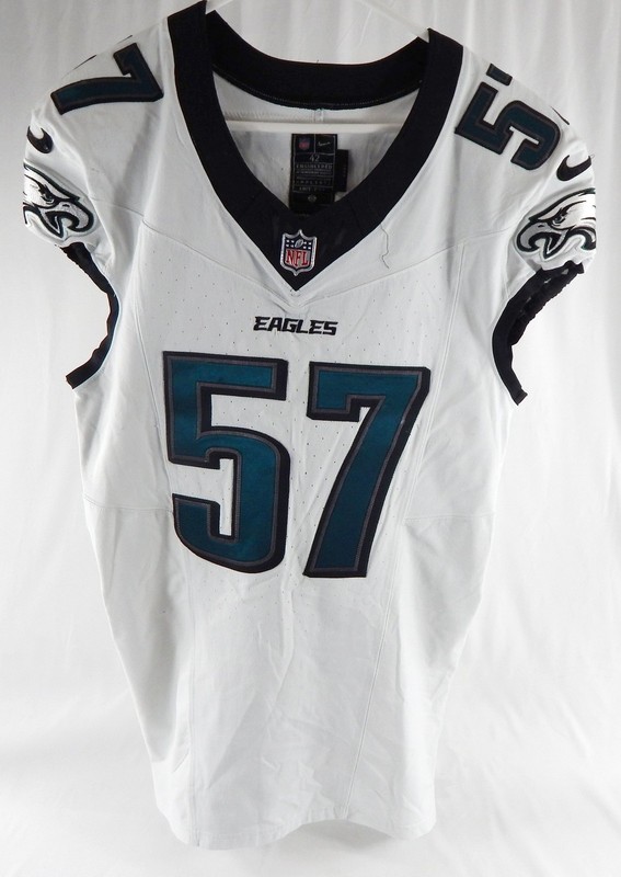 2023 Philadelphia Eagles Dallas Gant #57 Game Used White Jersey 42 969