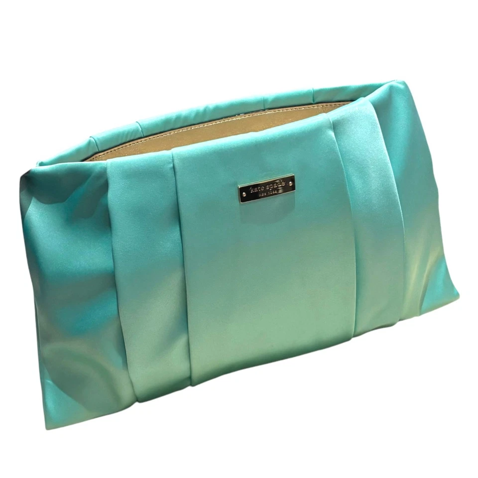 Kate Spade April Wedding Belles Robin's Egg Bridal Clutch Bag Bride Formal Satin - Image 2 of 4