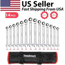 14pcs Fixed Head Ratcheting Wrench Set Metric 6-19mm Wrench Set with Storage Bag