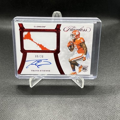 2021 Flawless Travis Etienne /20 ROOKIE ON CARD AUTO GAME WORN PATCH RC RPA RUBY