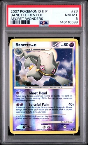 Banette 2007 Secret Wonders #23/132 Pokemon Reverse Holo PSA 8