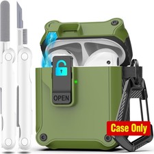 AirPods 2 Case Cover with Lock Magnetic Lid, Black Green for Protection