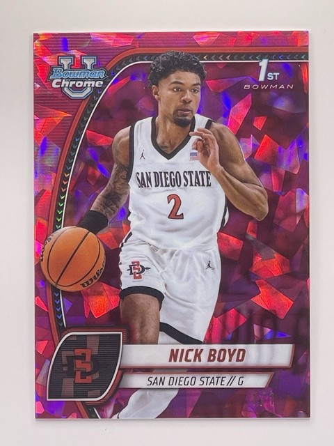 Nick Boyd 2025 Bowman Chrome 1st Sapphire 1/1 Padparadscha Wisconsin Badgers