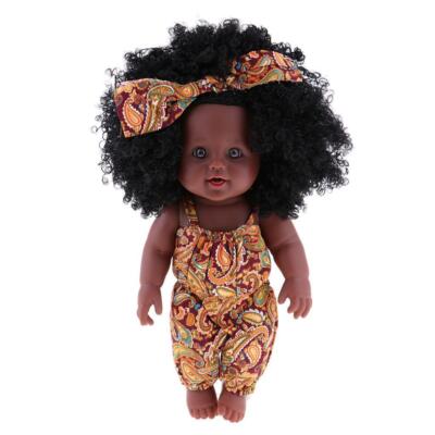 12 Zoll afrikanische Modellpuppe Neugeborenes Mädchen mit Kleidung
