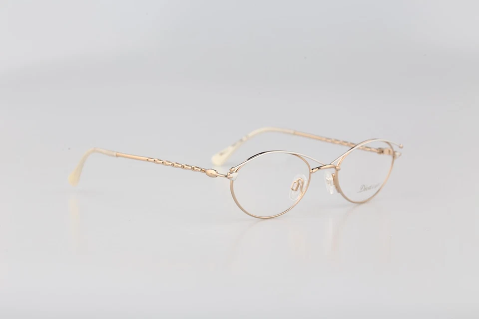 Diva 9032 19, Vintage Años 90 Oro y Blanco Cejas Pequeñas Monturas de Gafas Ovaladas Nuevo de Lote Antiguo Foto 3 de 4