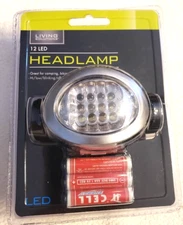 Living Solutions 12 LED Headlamp Great for Camping, biking, working outdoors