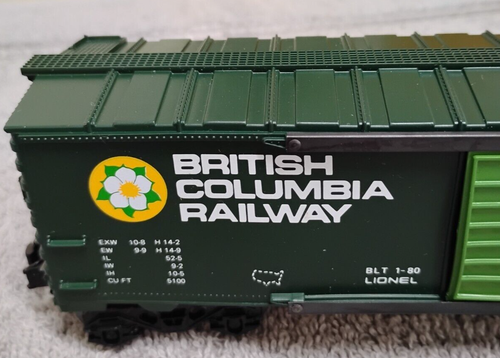LIONEL #6-9425 BRITISH COLUMBIA RAILWAY BOXCAR O & O27 GAUGE NIB. (00) - Picture 7 of 12