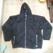 Vintage 90s Quiksilver Windbreaker Hooded Jacket Nylon Full Zip Black Sz XL