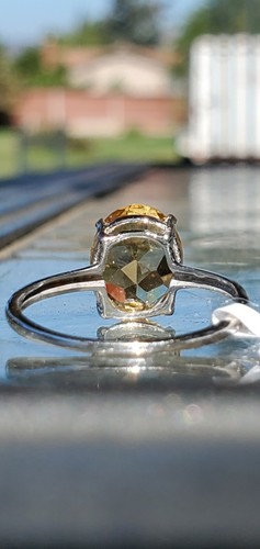 Yellow Topaz Labcreated Oval Cut Solitaire Ring 10kt Solid White Gold - Picture 4 of 12