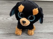 Beanie boos Boo Tuffy Dog plush soft toy Ty Brown Black Blue Tags Poem