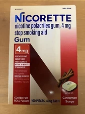 Nicorette Cinnamon Surge 4mg Nicotine Gum 100 Count, Stop Smoking Aid, FREE SHIP