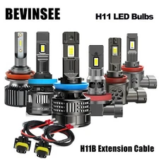 BEVINSEE H11B H11 LED Headlight Bulbs Extension Cable Wiring Harness Bright Kit