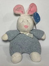 Soft Dreams Bunny Rabbit Plush Blue & White Chenille Knit Baby Lovey EUC