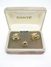 Vintage Cuff Links Tie Pin Set DANTE Cuff Links with matching Tie Tack