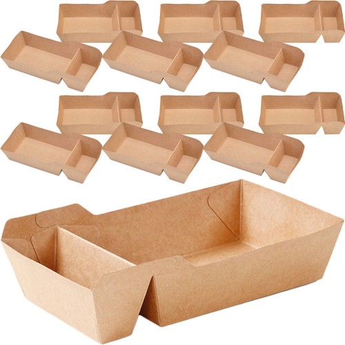 50PCS Hot Dog Paper Trays Serving Kraft Snack Box French Fries Corn Flake