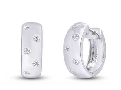 1/5ct Round Natural Diamond Huggies Hoop Earrings in 925 Sterling Silver