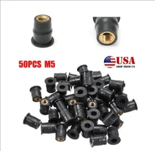 50x Motorcycle Rubber M5 Well Nuts Windscreen Fairing Brass Fastener Screw USA