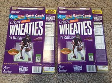 1998 Walter Payton Crispy Wheaties 'n Raisins Cereal Box  18oz Flattened Lot X 2