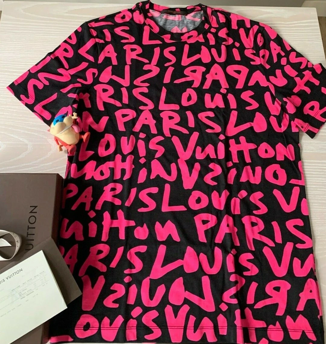 New Louis Vuitton Stephen Sprouse Graffiti Pink Tee L Yeezy Pharrell Virgil  2Pac