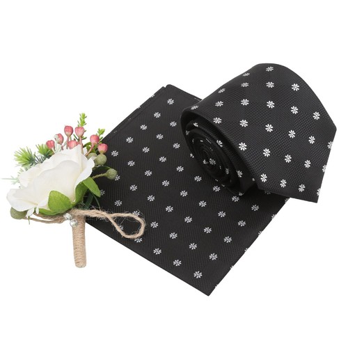 Klassische Herren-Krawatte & Einstecktuch mit Blumenmuster Gänseblümchen formell Hochzeit von DQT - Bild 2 von 49