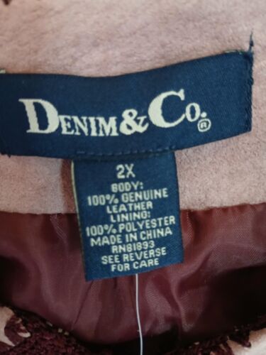 Denim & Co. Ladies Plus Size 2X Pink & Burgundy Suede Patchwork Jacket NWT - Picture 4 of 8