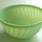 Fire King Anchor Hocking Green JADEITE SHELL Glass Swirl 7" Mixing Batter Bowl