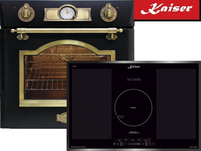 Kaiser Induktion Herd Set Retro Einbau Backofen Induktionskochfeld 77cm AKTION